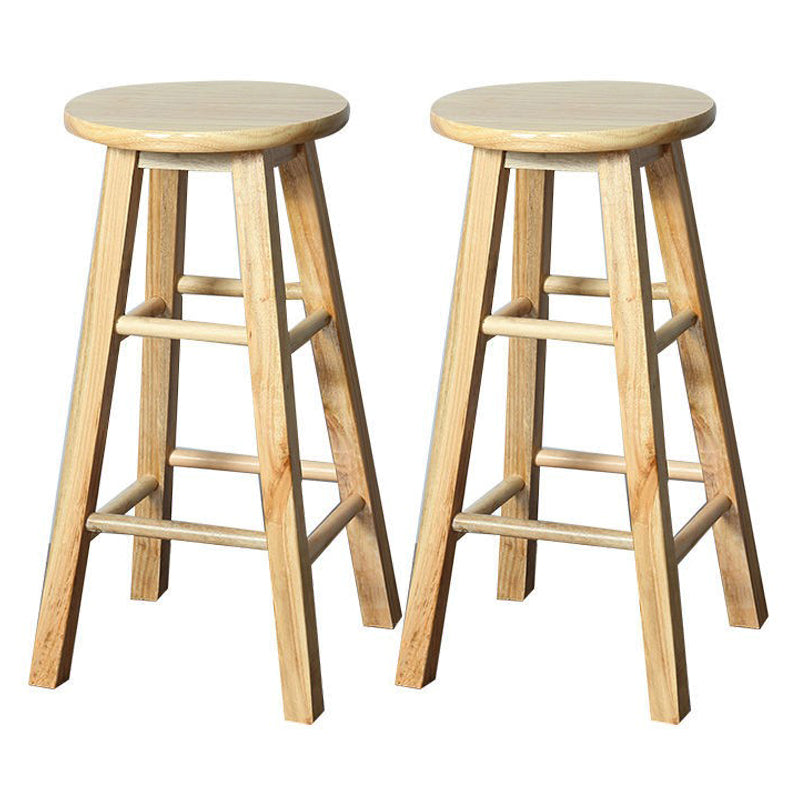 Modern Armless Counter Stool Rubber Wood Kitchen Bar Stool with Seat and Pedal Wood 2 Piece Set Bar Stool (28" H) Clearhalo 'Bar Furniture' 'Bar Stools' 'bar_stools' 'furn' 'furn_bar_stools' 'Furniture' 'furniture_bar_stools' 'Kitchen & Dining Furniture' 4926888