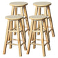 Modern Armless Counter Stool Rubber Wood Kitchen Bar Stool with Seat and Pedal Wood 4 Piece Set Bar Stool (28" H) Clearhalo 'Bar Furniture' 'Bar Stools' 'bar_stools' 'furn' 'furn_bar_stools' 'Furniture' 'furniture_bar_stools' 'Kitchen & Dining Furniture' 4926889