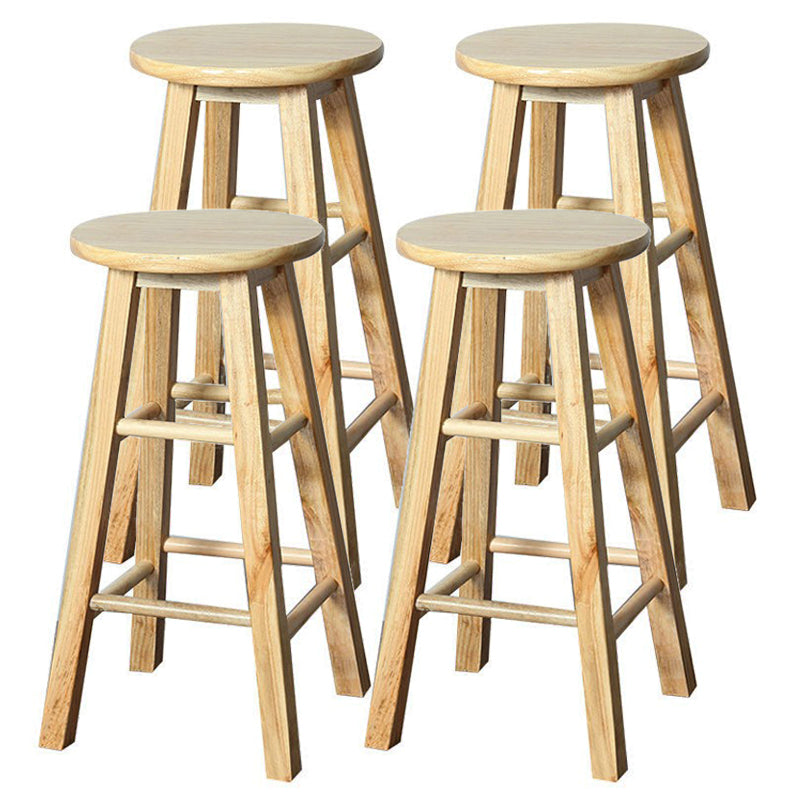 Modern Armless Counter Stool Rubber Wood Kitchen Bar Stool with Seat and Pedal Wood 4 Piece Set Bar Stool (28" H) Clearhalo 'Bar Furniture' 'Bar Stools' 'bar_stools' 'furn' 'furn_bar_stools' 'Furniture' 'furniture_bar_stools' 'Kitchen & Dining Furniture' 4926889