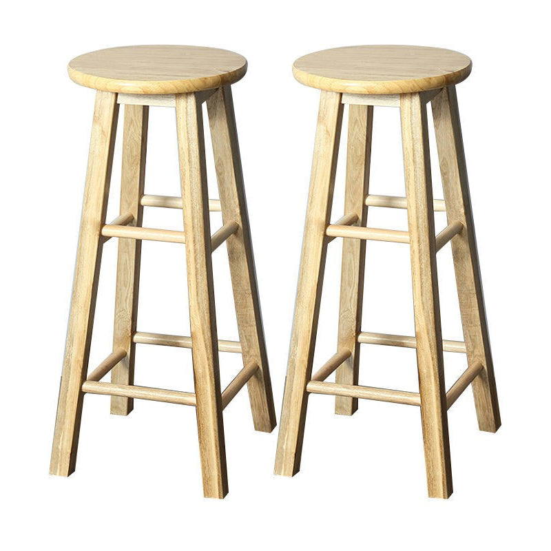 Modern Armless Counter Stool Rubber Wood Kitchen Bar Stool with Seat and Pedal Wood 2 Piece Set Bar Stool(31"H) Clearhalo 'Bar Furniture' 'Bar Stools' 'bar_stools' 'furn' 'furn_bar_stools' 'Furniture' 'furniture_bar_stools' 'Kitchen & Dining Furniture' 4926891