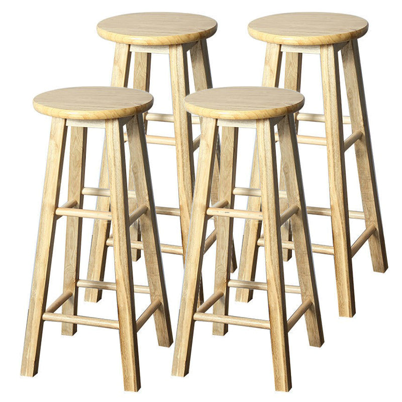 Modern Armless Counter Stool Rubber Wood Kitchen Bar Stool with Seat and Pedal Wood 4 Piece Set Bar Stool(31"H) Clearhalo 'Bar Furniture' 'Bar Stools' 'bar_stools' 'furn' 'furn_bar_stools' 'Furniture' 'furniture_bar_stools' 'Kitchen & Dining Furniture' 4926892