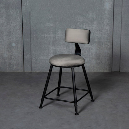 Industrial Armless Backrest Counter Stool Steel Cafe Bar Stool with Velvet Cushion Grey 1 Piece Short Stool(18"H) Clearhalo 'Bar Furniture' 'Bar Stools' 'bar_stools' 'furn' 'furn_bar_stools' 'Furniture' 'furniture_bar_stools' 'Kitchen & Dining Furniture' 4926910