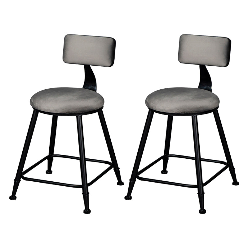 Industrial Armless Backrest Counter Stool Steel Cafe Bar Stool with Velvet Cushion Grey 2 Piece Set Short Stool(18"H) Clearhalo 'Bar Furniture' 'Bar Stools' 'bar_stools' 'furn' 'furn_bar_stools' 'Furniture' 'furniture_bar_stools' 'Kitchen & Dining Furniture' 4926911