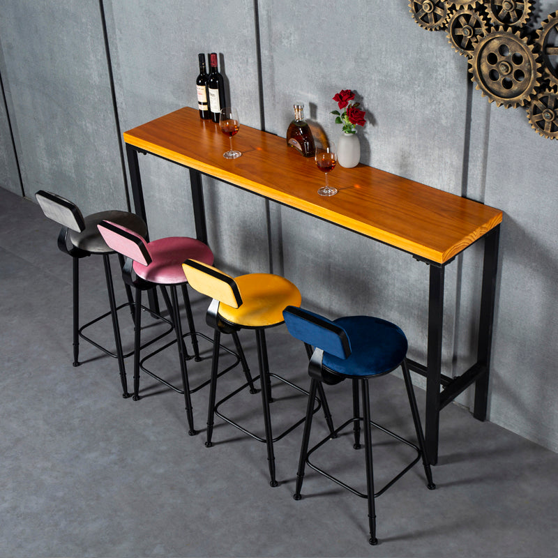 Industrial Armless Backrest Counter Stool Steel Cafe Bar Stool with Velvet Cushion Clearhalo 'Bar Furniture' 'Bar Stools' 'bar_stools' 'furn' 'furn_bar_stools' 'Furniture' 'furniture_bar_stools' 'Kitchen & Dining Furniture' 4926912