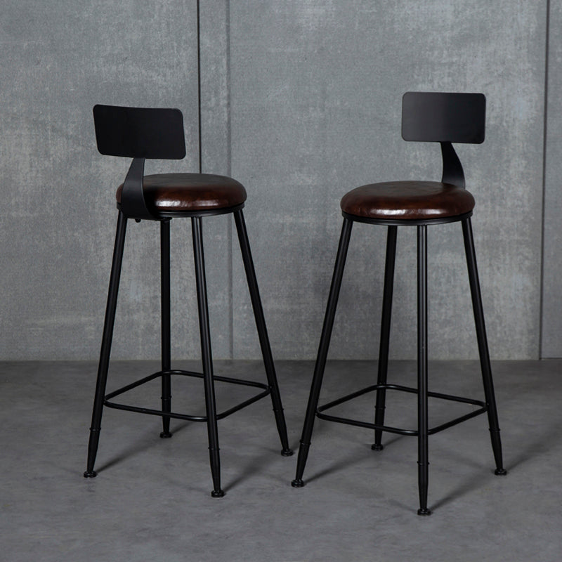 Industrial Armless Backrest Counter Stool Steel Cafe Bar Stool with Velvet Cushion Clearhalo 'Bar Furniture' 'Bar Stools' 'bar_stools' 'furn' 'furn_bar_stools' 'Furniture' 'furniture_bar_stools' 'Kitchen & Dining Furniture' 4926913