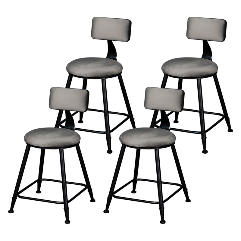 Industrial Armless Backrest Counter Stool Steel Cafe Bar Stool with Velvet Cushion Grey 4 Piece Set Short Stool(18"H) Clearhalo 'Bar Furniture' 'Bar Stools' 'bar_stools' 'furn' 'furn_bar_stools' 'Furniture' 'furniture_bar_stools' 'Kitchen & Dining Furniture' 4926914