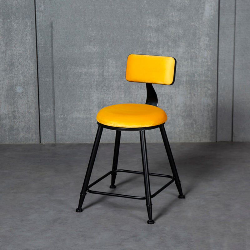 Industrial Armless Backrest Counter Stool Steel Cafe Bar Stool with Velvet Cushion Yellow 1 Piece Short Stool(18"H) Clearhalo 'Bar Furniture' 'Bar Stools' 'bar_stools' 'furn' 'furn_bar_stools' 'Furniture' 'furniture_bar_stools' 'Kitchen & Dining Furniture' 4926915