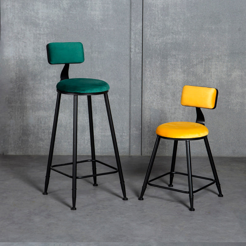 Industrial Armless Backrest Counter Stool Steel Cafe Bar Stool with Velvet Cushion Clearhalo 'Bar Furniture' 'Bar Stools' 'bar_stools' 'furn' 'furn_bar_stools' 'Furniture' 'furniture_bar_stools' 'Kitchen & Dining Furniture' 4926916