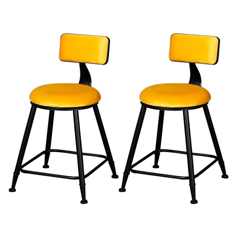 Industrial Armless Backrest Counter Stool Steel Cafe Bar Stool with Velvet Cushion Yellow 2 Piece Set Short Stool(18"H) Clearhalo 'Bar Furniture' 'Bar Stools' 'bar_stools' 'furn' 'furn_bar_stools' 'Furniture' 'furniture_bar_stools' 'Kitchen & Dining Furniture' 4926918