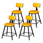 Industrial Armless Backrest Counter Stool Steel Cafe Bar Stool with Velvet Cushion Yellow 4 Piece Set Short Stool(18"H) Clearhalo 'Bar Furniture' 'Bar Stools' 'bar_stools' 'furn' 'furn_bar_stools' 'Furniture' 'furniture_bar_stools' 'Kitchen & Dining Furniture' 4926920