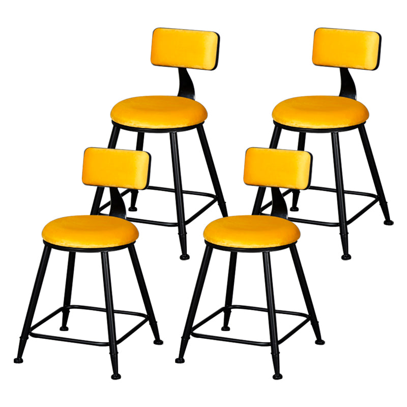 Industrial Armless Backrest Counter Stool Steel Cafe Bar Stool with Velvet Cushion Yellow 4 Piece Set Short Stool(18"H) Clearhalo 'Bar Furniture' 'Bar Stools' 'bar_stools' 'furn' 'furn_bar_stools' 'Furniture' 'furniture_bar_stools' 'Kitchen & Dining Furniture' 4926920