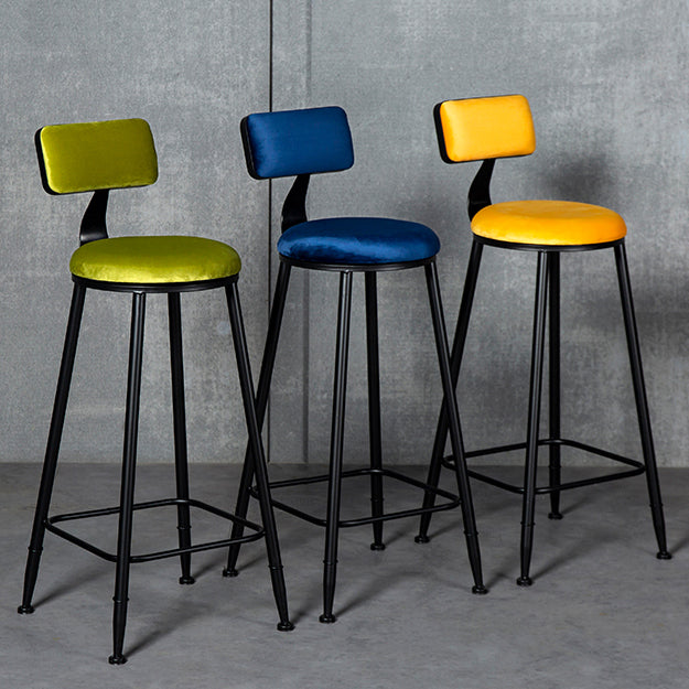 Industrial Armless Backrest Counter Stool Steel Cafe Bar Stool with Velvet Cushion Clearhalo 'Bar Furniture' 'Bar Stools' 'bar_stools' 'furn' 'furn_bar_stools' 'Furniture' 'furniture_bar_stools' 'Kitchen & Dining Furniture' 4926924