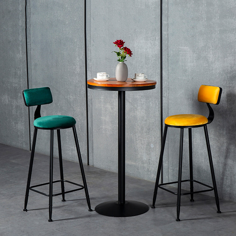 Industrial Armless Backrest Counter Stool Steel Cafe Bar Stool with Velvet Cushion Clearhalo 'Bar Furniture' 'Bar Stools' 'bar_stools' 'furn' 'furn_bar_stools' 'Furniture' 'furniture_bar_stools' 'Kitchen & Dining Furniture' 4926929