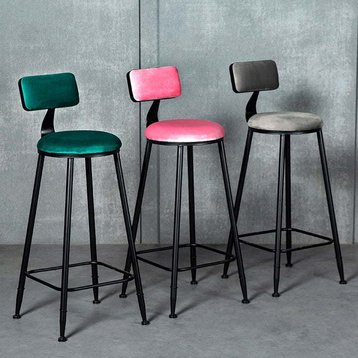 Industrial Armless Backrest Counter Stool Steel Cafe Bar Stool with Velvet Cushion Clearhalo 'Bar Furniture' 'Bar Stools' 'bar_stools' 'furn' 'furn_bar_stools' 'Furniture' 'furniture_bar_stools' 'Kitchen & Dining Furniture' 4926931