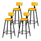 Industrial Armless Backrest Counter Stool Steel Cafe Bar Stool with Velvet Cushion Yellow 4 Piece Set Clearhalo 'Bar Furniture' 'Bar Stools' 'bar_stools' 'furn' 'furn_bar_stools' 'Furniture' 'furniture_bar_stools' 'Kitchen & Dining Furniture' 4926932