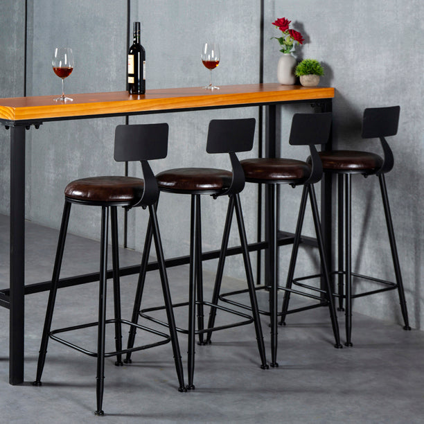 Industrial Armless Backrest Counter Stool Steel Cafe Bar Stool with Velvet Cushion Clearhalo 'Bar Furniture' 'Bar Stools' 'bar_stools' 'furn' 'furn_bar_stools' 'Furniture' 'furniture_bar_stools' 'Kitchen & Dining Furniture' 4926933