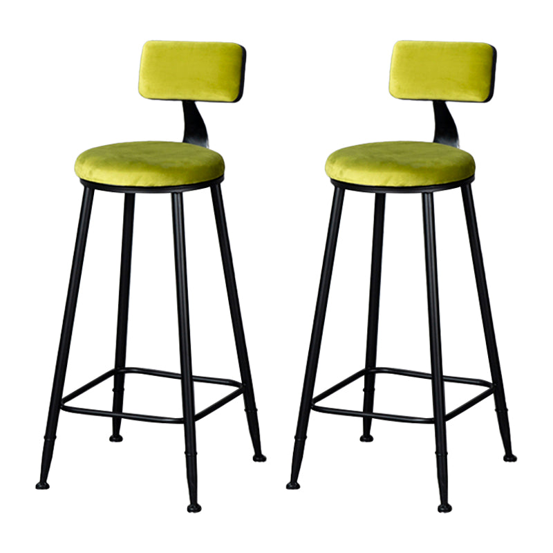Industrial Armless Backrest Counter Stool Steel Cafe Bar Stool with Velvet Cushion Fluorescent Green 2 Piece Set Clearhalo 'Bar Furniture' 'Bar Stools' 'bar_stools' 'furn' 'furn_bar_stools' 'Furniture' 'furniture_bar_stools' 'Kitchen & Dining Furniture' 4926936