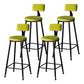 Industrial Armless Backrest Counter Stool Steel Cafe Bar Stool with Velvet Cushion Fluorescent Green 4 Piece Set Clearhalo 'Bar Furniture' 'Bar Stools' 'bar_stools' 'furn' 'furn_bar_stools' 'Furniture' 'furniture_bar_stools' 'Kitchen & Dining Furniture' 4926937
