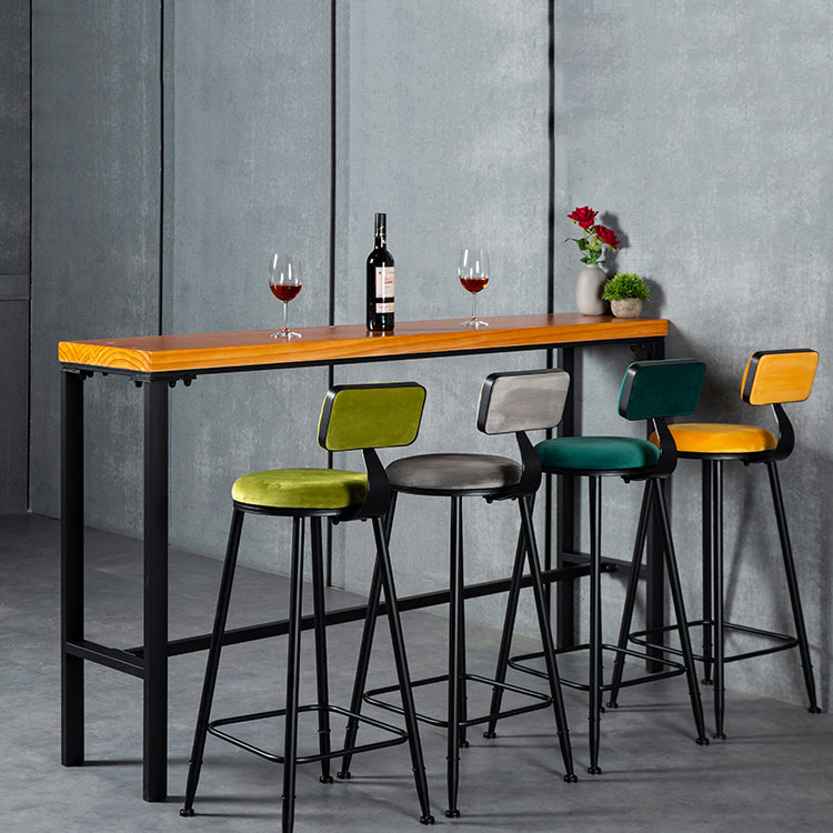 Industrial Armless Backrest Counter Stool Steel Cafe Bar Stool with Velvet Cushion Clearhalo 'Bar Furniture' 'Bar Stools' 'bar_stools' 'furn' 'furn_bar_stools' 'Furniture' 'furniture_bar_stools' 'Kitchen & Dining Furniture' 4926938