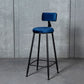 Industrial Armless Backrest Counter Stool Steel Cafe Bar Stool with Velvet Cushion Dark Blue 1 Piece Clearhalo 'Bar Furniture' 'Bar Stools' 'bar_stools' 'furn' 'furn_bar_stools' 'Furniture' 'furniture_bar_stools' 'Kitchen & Dining Furniture' 4926939