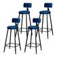 Industrial Armless Backrest Counter Stool Steel Cafe Bar Stool with Velvet Cushion Dark Blue 4 Piece Set Clearhalo 'Bar Furniture' 'Bar Stools' 'bar_stools' 'furn' 'furn_bar_stools' 'Furniture' 'furniture_bar_stools' 'Kitchen & Dining Furniture' 4926941