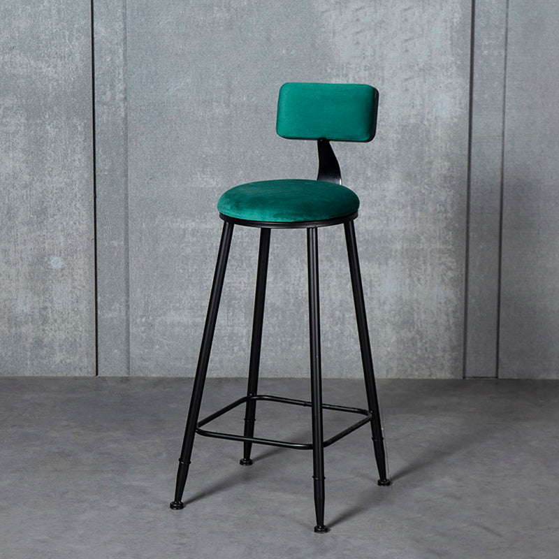 Industrial Armless Backrest Counter Stool Steel Cafe Bar Stool with Velvet Cushion Green 1 Piece Clearhalo 'Bar Furniture' 'Bar Stools' 'bar_stools' 'furn' 'furn_bar_stools' 'Furniture' 'furniture_bar_stools' 'Kitchen & Dining Furniture' 4926942