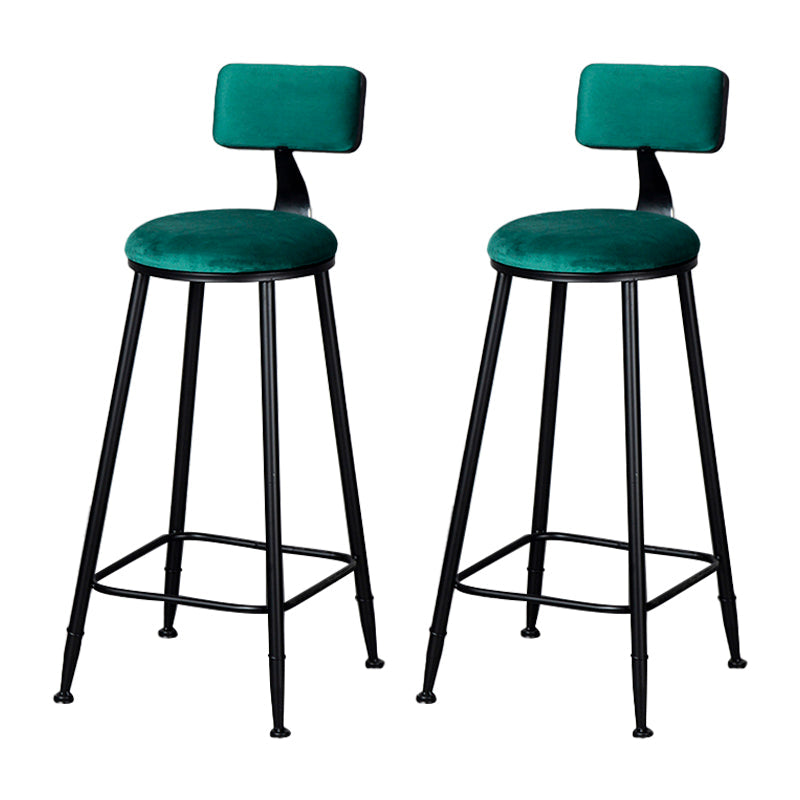 Industrial Armless Backrest Counter Stool Steel Cafe Bar Stool with Velvet Cushion Green 2 Piece Set Clearhalo 'Bar Furniture' 'Bar Stools' 'bar_stools' 'furn' 'furn_bar_stools' 'Furniture' 'furniture_bar_stools' 'Kitchen & Dining Furniture' 4926943