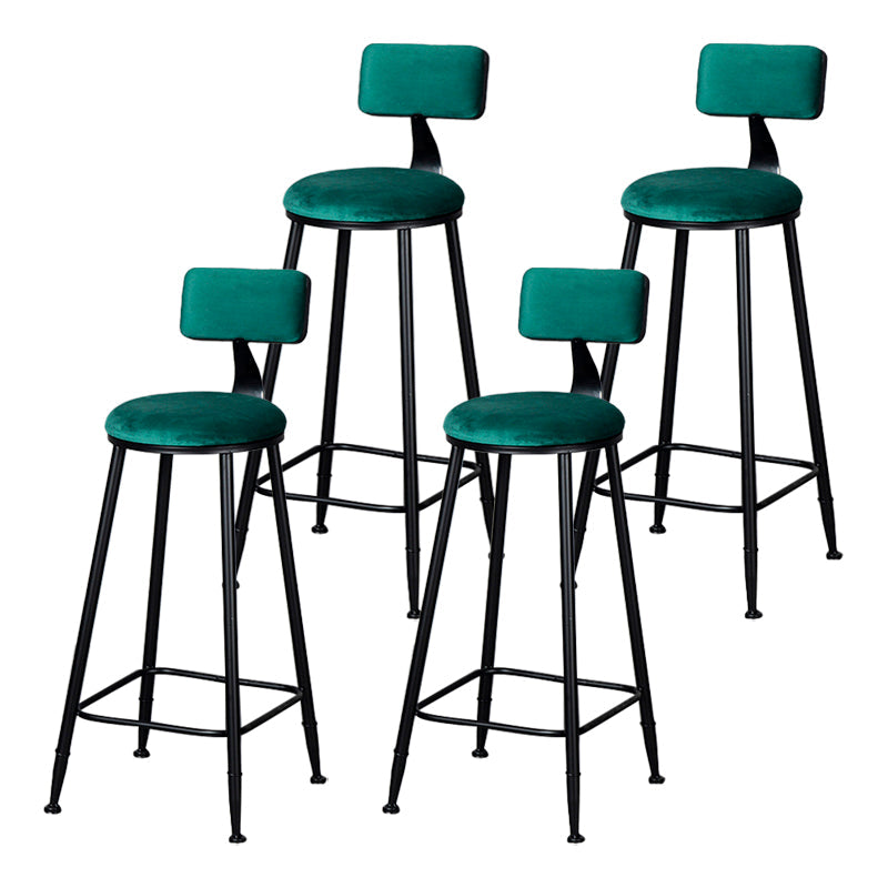 Industrial Armless Backrest Counter Stool Steel Cafe Bar Stool with Velvet Cushion Green 4 Piece Set Clearhalo 'Bar Furniture' 'Bar Stools' 'bar_stools' 'furn' 'furn_bar_stools' 'Furniture' 'furniture_bar_stools' 'Kitchen & Dining Furniture' 4926944