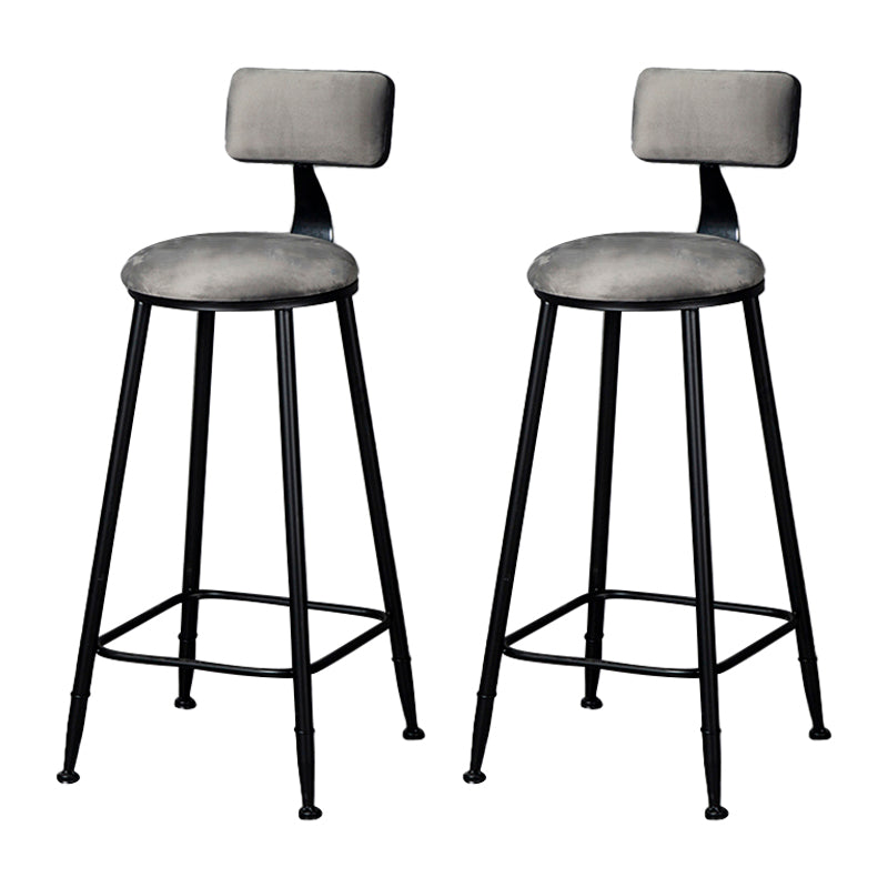 Industrial Armless Backrest Counter Stool Steel Cafe Bar Stool with Velvet Cushion Grey 2 Piece Set Clearhalo 'Bar Furniture' 'Bar Stools' 'bar_stools' 'furn' 'furn_bar_stools' 'Furniture' 'furniture_bar_stools' 'Kitchen & Dining Furniture' 4926949