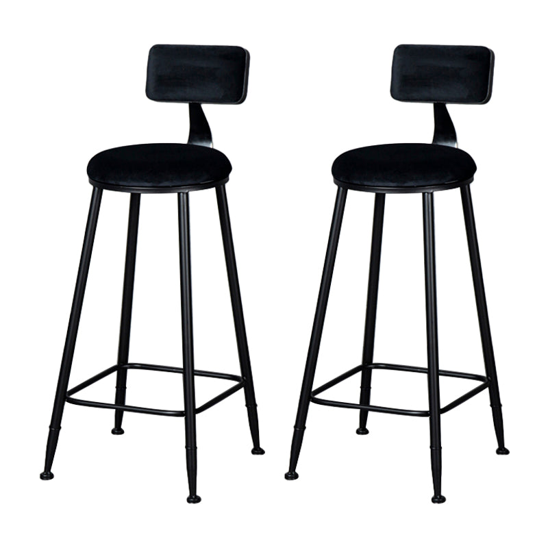 Industrial Armless Backrest Counter Stool Steel Cafe Bar Stool with Velvet Cushion Black 2 Piece Set Clearhalo 'Bar Furniture' 'Bar Stools' 'bar_stools' 'furn' 'furn_bar_stools' 'Furniture' 'furniture_bar_stools' 'Kitchen & Dining Furniture' 4926952