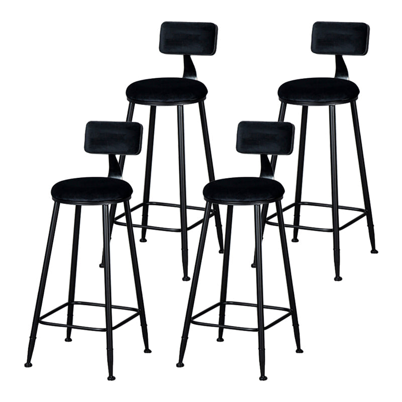 Industrial Armless Backrest Counter Stool Steel Cafe Bar Stool with Velvet Cushion Black 4 Piece Set Clearhalo 'Bar Furniture' 'Bar Stools' 'bar_stools' 'furn' 'furn_bar_stools' 'Furniture' 'furniture_bar_stools' 'Kitchen & Dining Furniture' 4926953