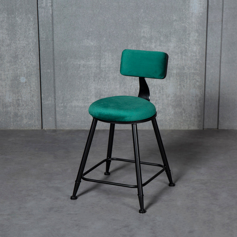 Industrial Armless Backrest Counter Stool Steel Cafe Bar Stool with Velvet Cushion Green 1 Piece Short Stool(18"H) Clearhalo 'Bar Furniture' 'Bar Stools' 'bar_stools' 'furn' 'furn_bar_stools' 'Furniture' 'furniture_bar_stools' 'Kitchen & Dining Furniture' 4926954
