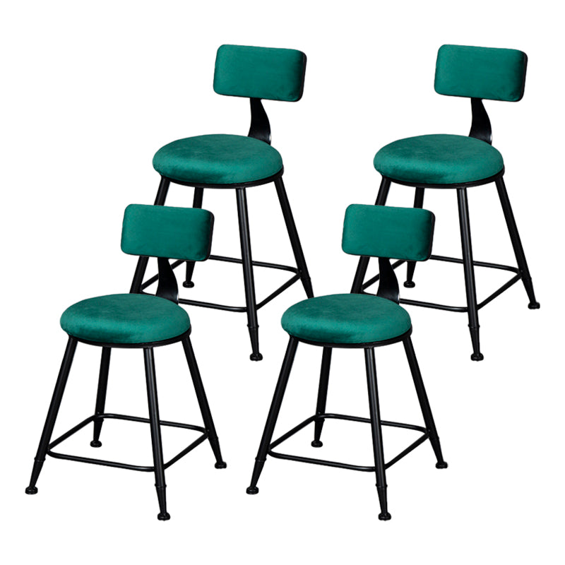 Industrial Armless Backrest Counter Stool Steel Cafe Bar Stool with Velvet Cushion Green 4 Piece Set Short Stool(18"H) Clearhalo 'Bar Furniture' 'Bar Stools' 'bar_stools' 'furn' 'furn_bar_stools' 'Furniture' 'furniture_bar_stools' 'Kitchen & Dining Furniture' 4926956