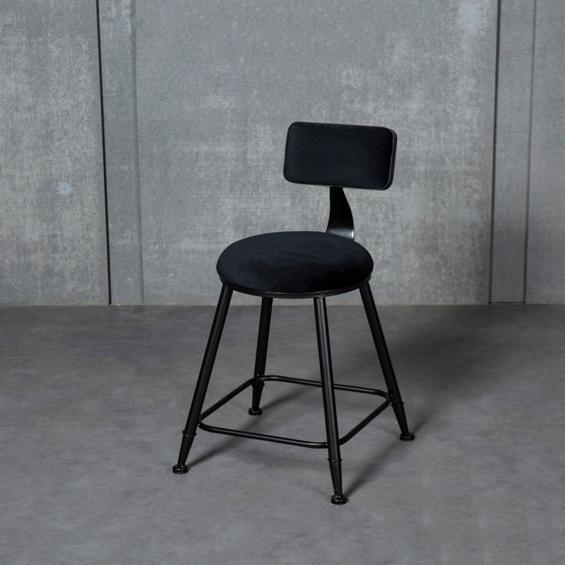 Industrial Armless Backrest Counter Stool Steel Cafe Bar Stool with Velvet Cushion Black 1 Piece Short Stool(18"H) Clearhalo 'Bar Furniture' 'Bar Stools' 'bar_stools' 'furn' 'furn_bar_stools' 'Furniture' 'furniture_bar_stools' 'Kitchen & Dining Furniture' 4926957