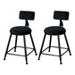 Industrial Armless Backrest Counter Stool Steel Cafe Bar Stool with Velvet Cushion Black 2 Piece Set Short Stool(18"H) Clearhalo 'Bar Furniture' 'Bar Stools' 'bar_stools' 'furn' 'furn_bar_stools' 'Furniture' 'furniture_bar_stools' 'Kitchen & Dining Furniture' 4926958