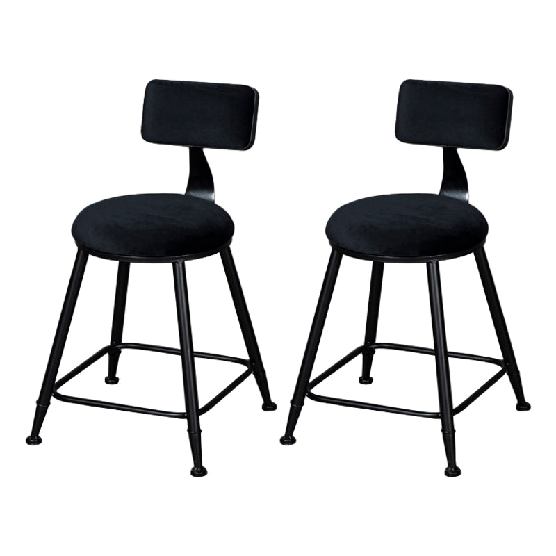 Industrial Armless Backrest Counter Stool Steel Cafe Bar Stool with Velvet Cushion Black 2 Piece Set Short Stool(18"H) Clearhalo 'Bar Furniture' 'Bar Stools' 'bar_stools' 'furn' 'furn_bar_stools' 'Furniture' 'furniture_bar_stools' 'Kitchen & Dining Furniture' 4926958