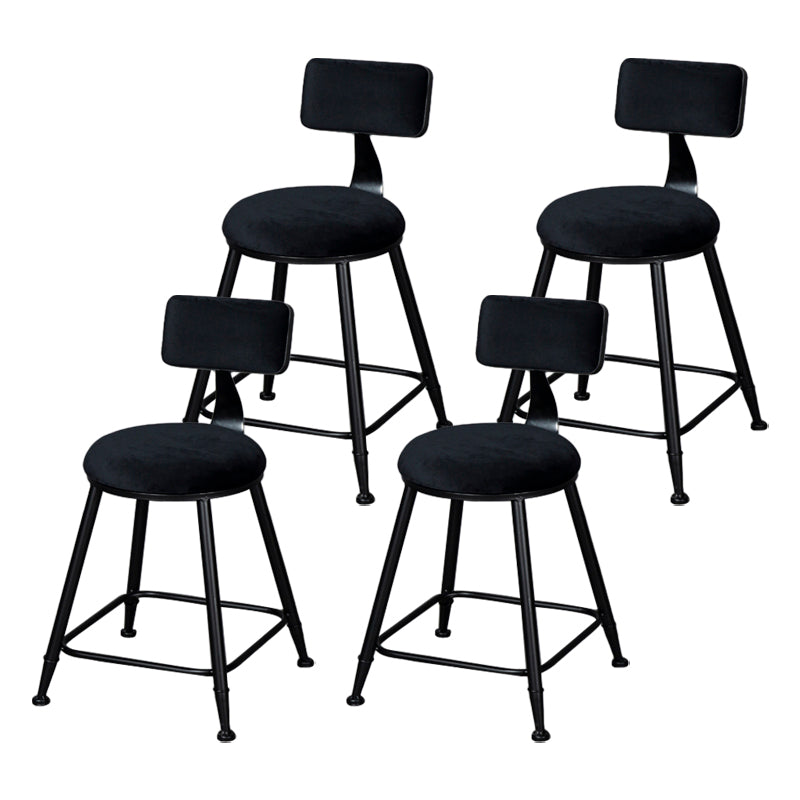 Industrial Armless Backrest Counter Stool Steel Cafe Bar Stool with Velvet Cushion Black 4 Piece Set Short Stool(18"H) Clearhalo 'Bar Furniture' 'Bar Stools' 'bar_stools' 'furn' 'furn_bar_stools' 'Furniture' 'furniture_bar_stools' 'Kitchen & Dining Furniture' 4926959