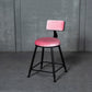 Industrial Armless Backrest Counter Stool Steel Cafe Bar Stool with Velvet Cushion Pink 1 Piece Short Stool(18"H) Clearhalo 'Bar Furniture' 'Bar Stools' 'bar_stools' 'furn' 'furn_bar_stools' 'Furniture' 'furniture_bar_stools' 'Kitchen & Dining Furniture' 4926960