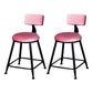 Industrial Armless Backrest Counter Stool Steel Cafe Bar Stool with Velvet Cushion Pink 2 Piece Set Short Stool(18"H) Clearhalo 'Bar Furniture' 'Bar Stools' 'bar_stools' 'furn' 'furn_bar_stools' 'Furniture' 'furniture_bar_stools' 'Kitchen & Dining Furniture' 4926961