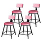 Industrial Armless Backrest Counter Stool Steel Cafe Bar Stool with Velvet Cushion Pink 4 Piece Set Short Stool(18"H) Clearhalo 'Bar Furniture' 'Bar Stools' 'bar_stools' 'furn' 'furn_bar_stools' 'Furniture' 'furniture_bar_stools' 'Kitchen & Dining Furniture' 4926962