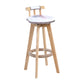 Modern Rotatable Backrest Counter Stool Wood Cafe Bar Stool with Leather Cushion and Pedal White-Gray 1 Piece Clearhalo 'Bar Furniture' 'Bar Stools' 'bar_stools' 'furn' 'furn_bar_stools' 'Furniture' 'furniture_bar_stools' 'Kitchen & Dining Furniture' 4926967