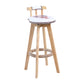 Modern Rotatable Backrest Counter Stool Wood Cafe Bar Stool with Leather Cushion and Pedal White-Red 1 Piece Clearhalo 'Bar Furniture' 'Bar Stools' 'bar_stools' 'furn' 'furn_bar_stools' 'Furniture' 'furniture_bar_stools' 'Kitchen & Dining Furniture' 4926973
