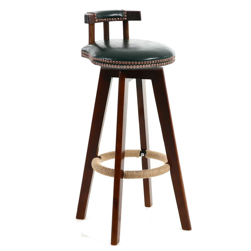 Modern Rotatable Backrest Counter Stool Wood Cafe Bar Stool with Leather Cushion and Pedal Clearhalo 'Bar Furniture' 'Bar Stools' 'bar_stools' 'furn' 'furn_bar_stools' 'Furniture' 'furniture_bar_stools' 'Kitchen & Dining Furniture' 4926974