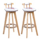 Modern Rotatable Backrest Counter Stool Wood Cafe Bar Stool with Leather Cushion and Pedal White-Red 2 Piece Set Clearhalo 'Bar Furniture' 'Bar Stools' 'bar_stools' 'furn' 'furn_bar_stools' 'Furniture' 'furniture_bar_stools' 'Kitchen & Dining Furniture' 4926975