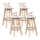 Modern Rotatable Backrest Counter Stool Wood Cafe Bar Stool with Leather Cushion and Pedal White-Red 4 Piece Set Clearhalo 'Bar Furniture' 'Bar Stools' 'bar_stools' 'furn' 'furn_bar_stools' 'Furniture' 'furniture_bar_stools' 'Kitchen & Dining Furniture' 4926977