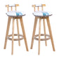 Modern Rotatable Backrest Counter Stool Wood Cafe Bar Stool with Leather Cushion and Pedal White-Blue 2 Piece Set Clearhalo 'Bar Furniture' 'Bar Stools' 'bar_stools' 'furn' 'furn_bar_stools' 'Furniture' 'furniture_bar_stools' 'Kitchen & Dining Furniture' 4926983