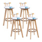 Modern Rotatable Backrest Counter Stool Wood Cafe Bar Stool with Leather Cushion and Pedal White-Blue 4 Piece Set Clearhalo 'Bar Furniture' 'Bar Stools' 'bar_stools' 'furn' 'furn_bar_stools' 'Furniture' 'furniture_bar_stools' 'Kitchen & Dining Furniture' 4926984