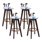 Modern Rotatable Backrest Counter Stool Wood Cafe Bar Stool with Leather Cushion and Pedal Blue-White 4 Piece Set Clearhalo 'Bar Furniture' 'Bar Stools' 'bar_stools' 'furn' 'furn_bar_stools' 'Furniture' 'furniture_bar_stools' 'Kitchen & Dining Furniture' 4926987