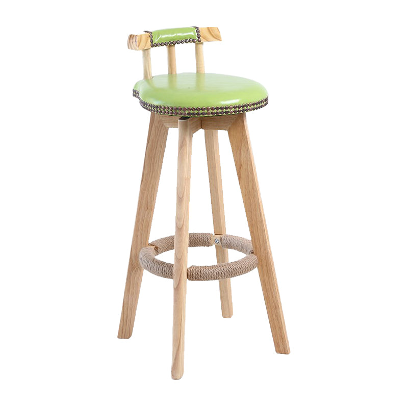 Modern Rotatable Backrest Counter Stool Wood Cafe Bar Stool with Leather Cushion and Pedal Green 1 Piece Clearhalo 'Bar Furniture' 'Bar Stools' 'bar_stools' 'furn' 'furn_bar_stools' 'Furniture' 'furniture_bar_stools' 'Kitchen & Dining Furniture' 4926988