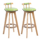 Modern Rotatable Backrest Counter Stool Wood Cafe Bar Stool with Leather Cushion and Pedal Green 2 Piece Set Clearhalo 'Bar Furniture' 'Bar Stools' 'bar_stools' 'furn' 'furn_bar_stools' 'Furniture' 'furniture_bar_stools' 'Kitchen & Dining Furniture' 4926989